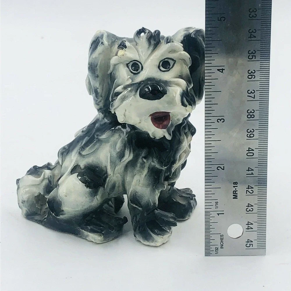 Vintage Spaghetti Dog Scruffy Terrier Pottery Hand Painted Italy 5